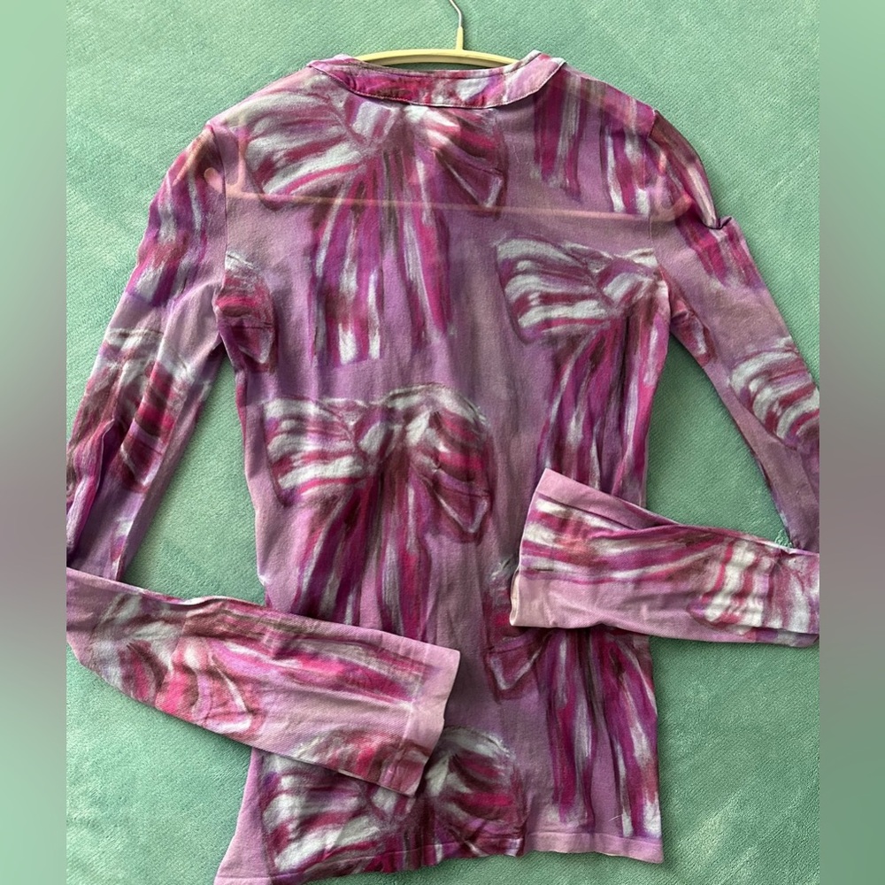 Acne Sheer Lilac and Pink Printed Button-Up Top - Picture 7 of 7